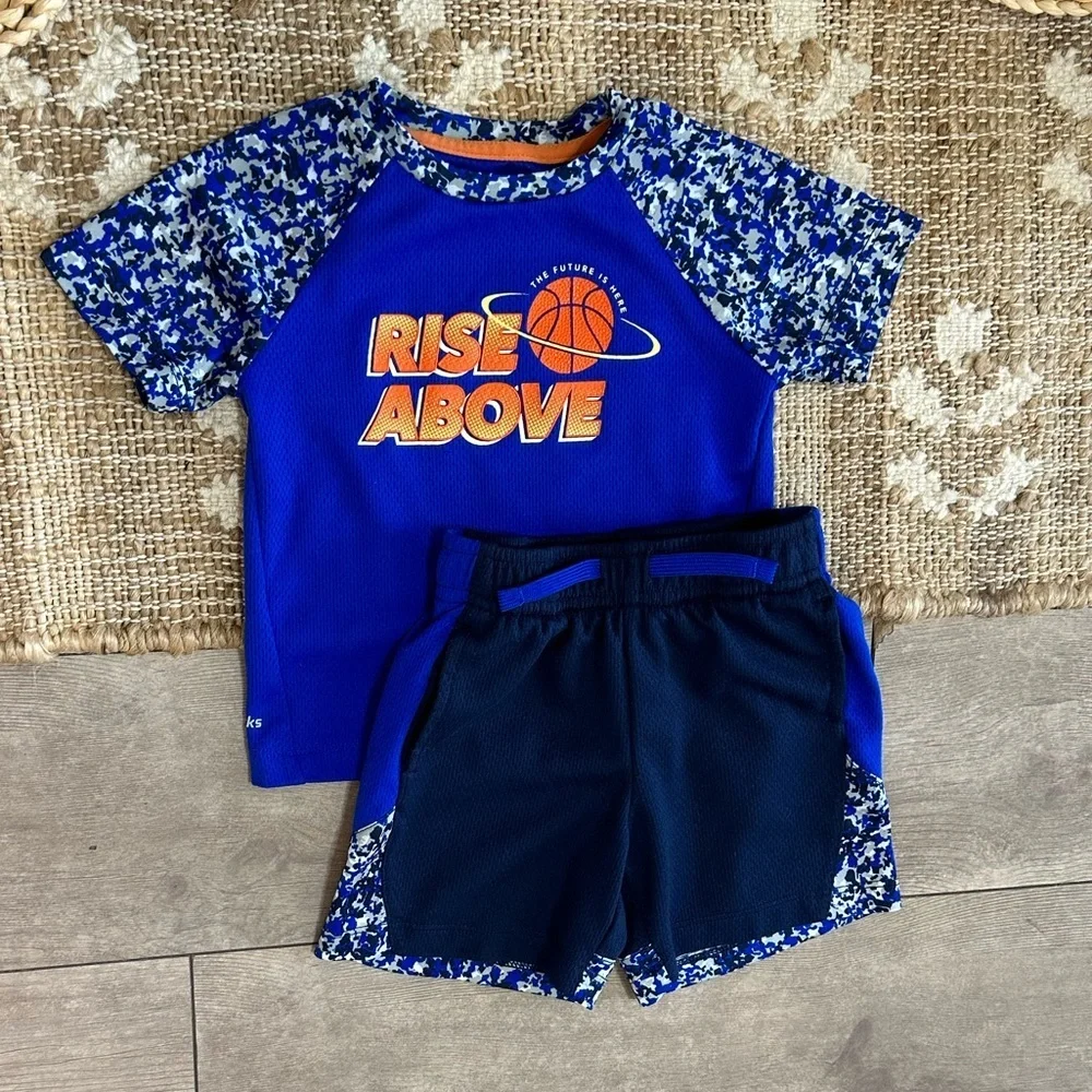 Athletic Works Toddler Boy Active T-Shirt and Shorts Set Basketball Rise Above